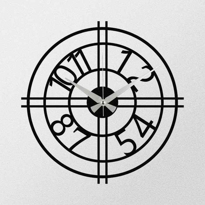 Wallity Enzoclock - S010 Reloj de Pared Decorativo Negro de Metal